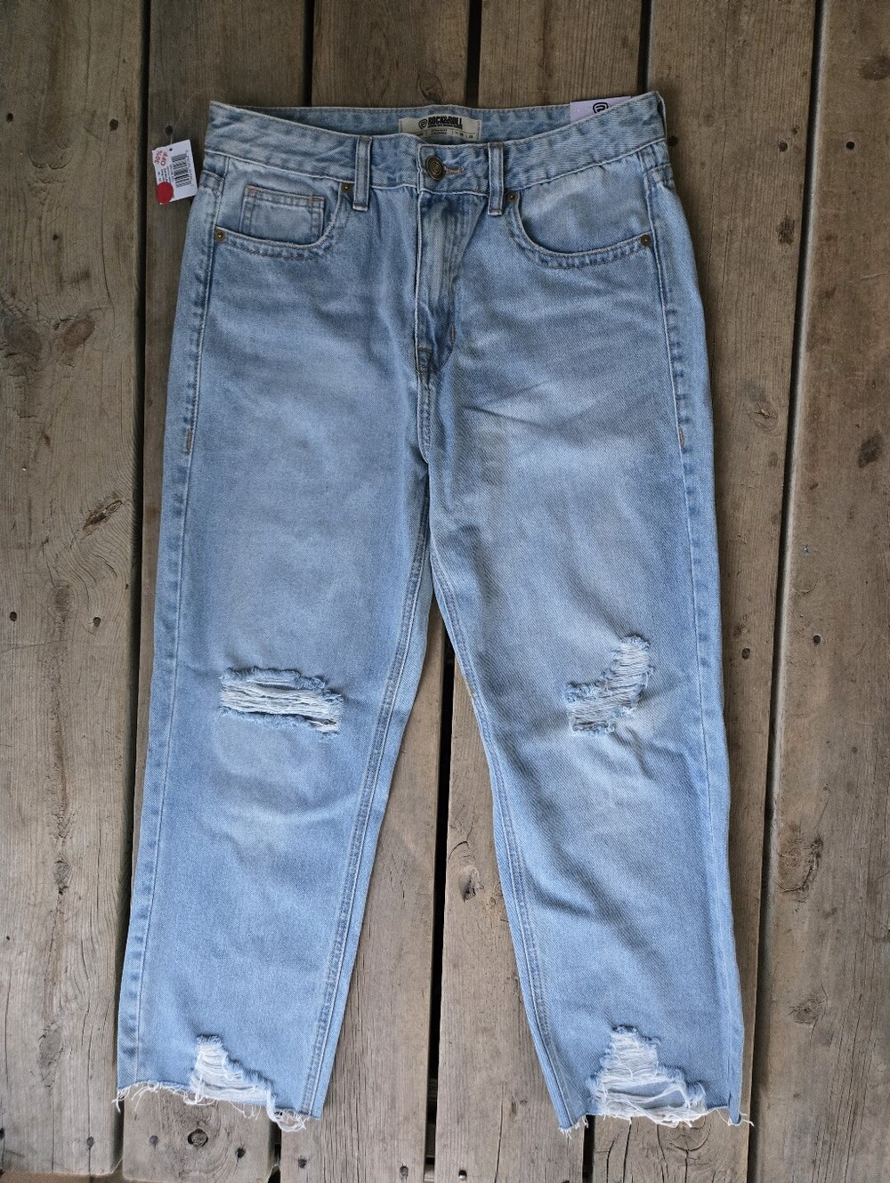 Brand New!! NWTRock & Roll Cowgirl Distressed Denim Straight Cropped Jeans Sz 29